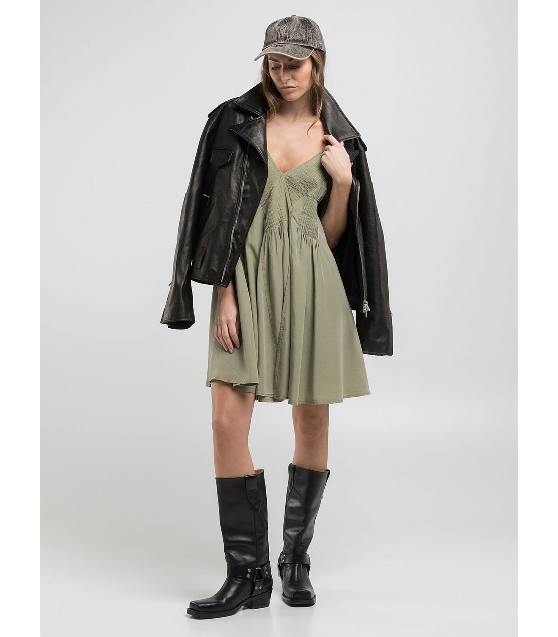 プリーツ付きミニドレス 詳細画像 ライトミリタリー 3